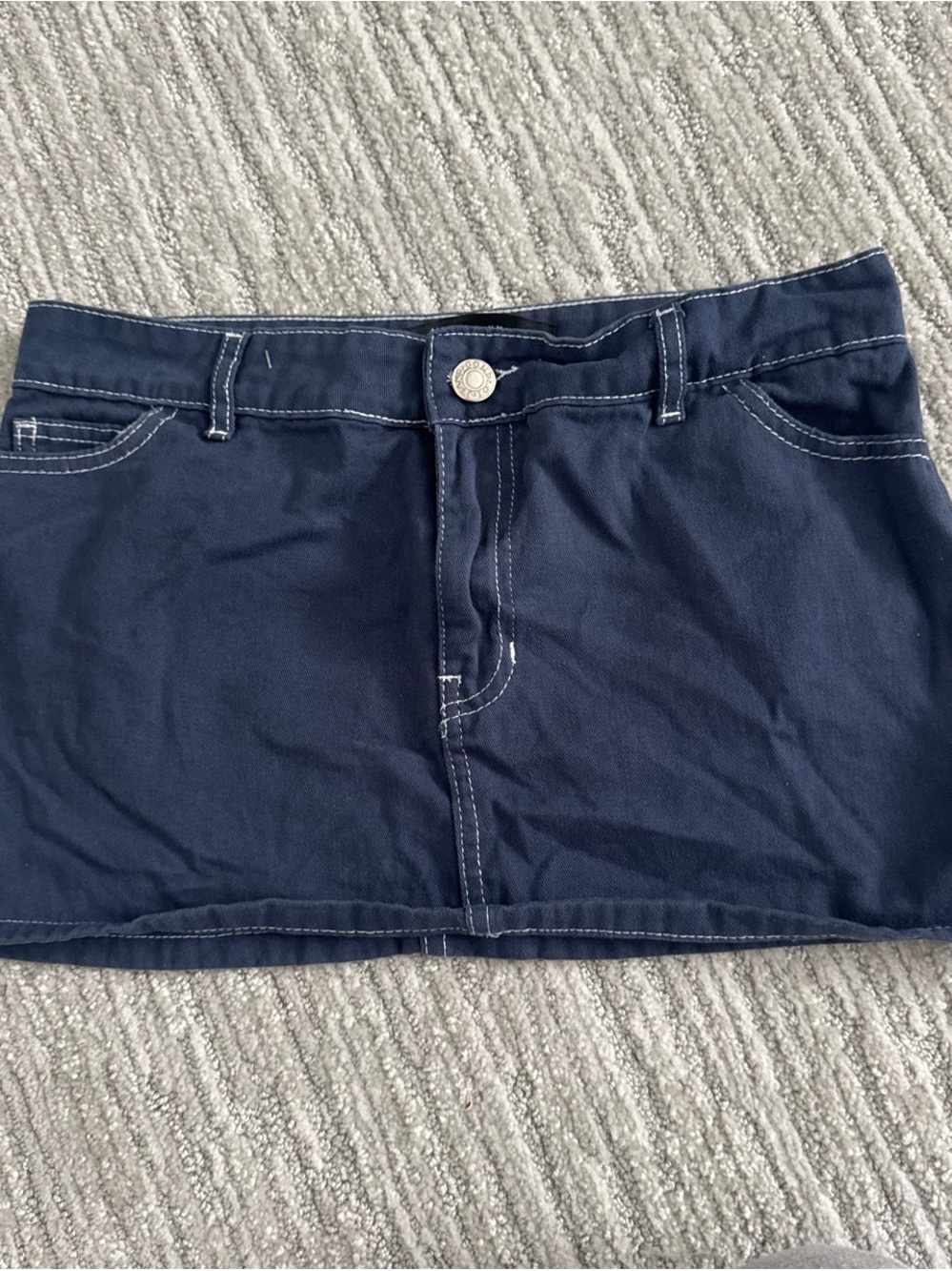Navy Mini Skirt with Contrast Stitching